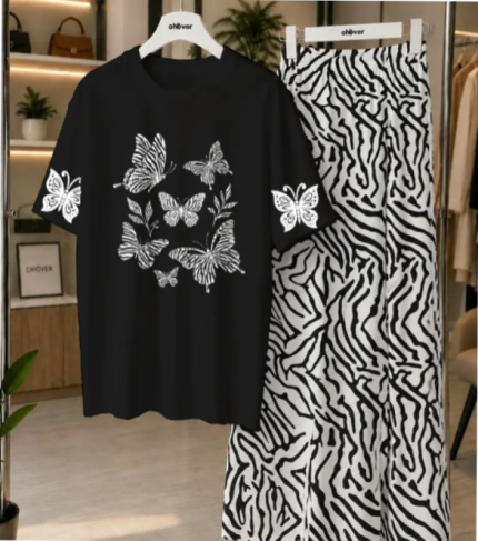 2 Pcs Women's Stitched Jersey Printed Night Suit